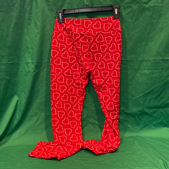 🩰 Like New LuLaRoe Valentines Leggings OS Pink Red Hearts Womens Pants - Picture 2 of 3